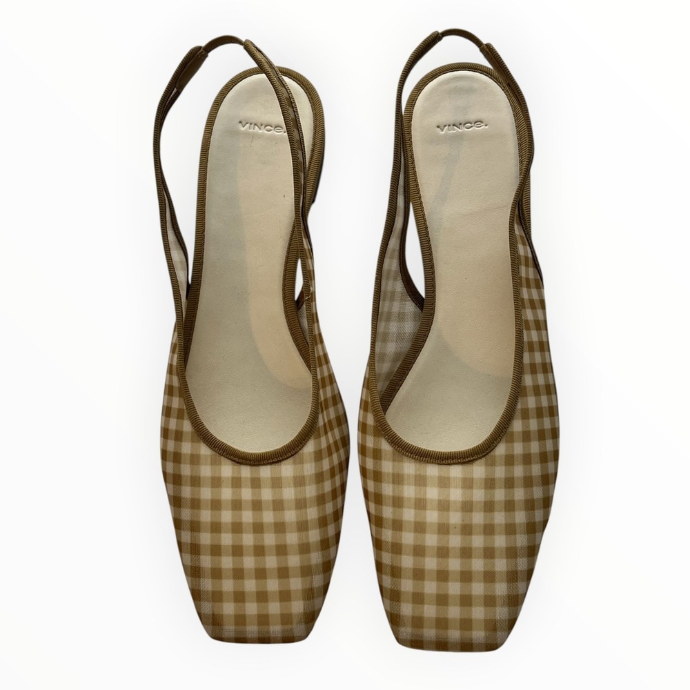 Vince Daphne II Gingham Mesh Slingback Flats Desert San Square Toe US 10 EU41 - Picture 11 of 12